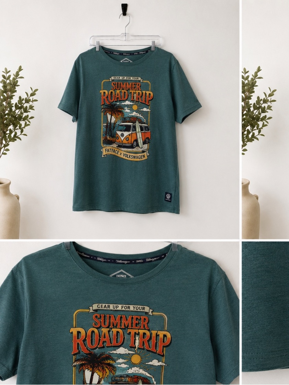 FatFace Teal Green 'Summer Road Trip' Graphic Tee Rare